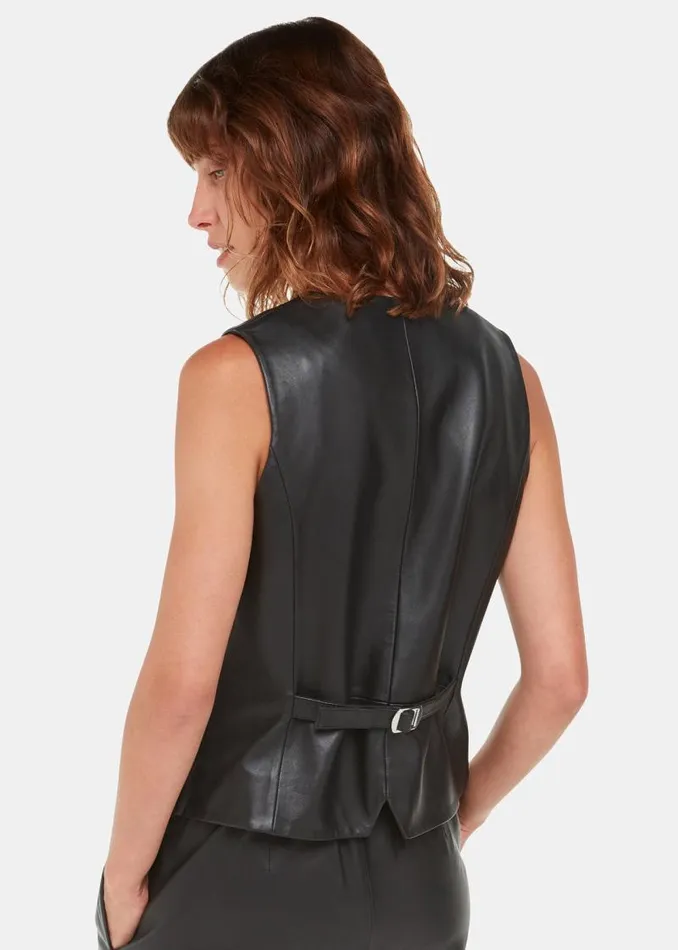 Whistles Tops Black Catrin Leather Waistcoat 8211 Women