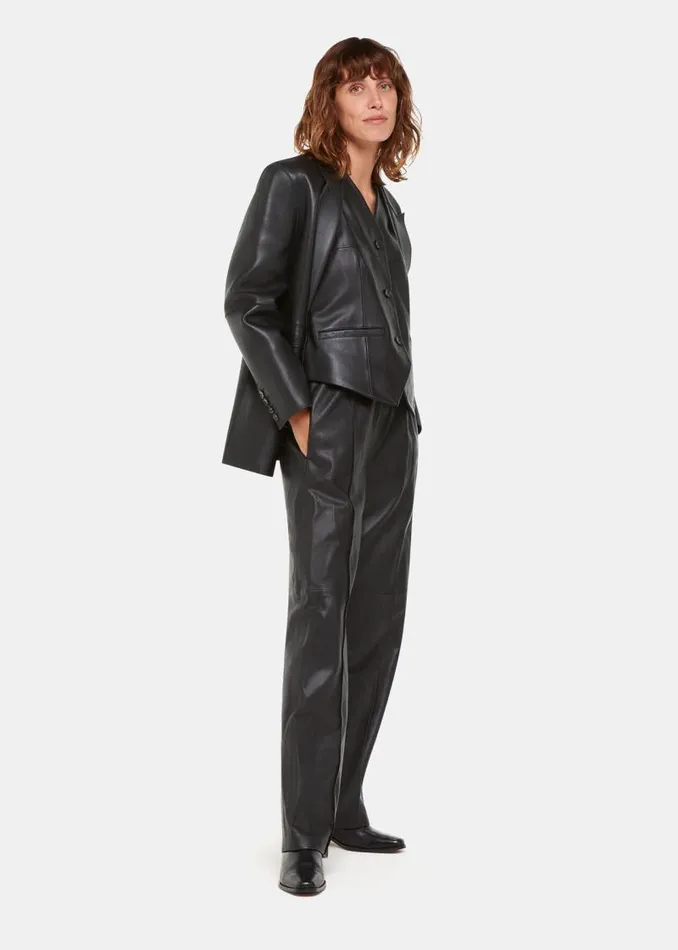 Whistles Tops Black Catrin Leather Waistcoat 8211 Women