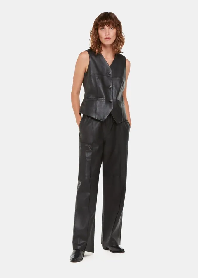 Whistles Tops Black Catrin Leather Waistcoat 8211 Women