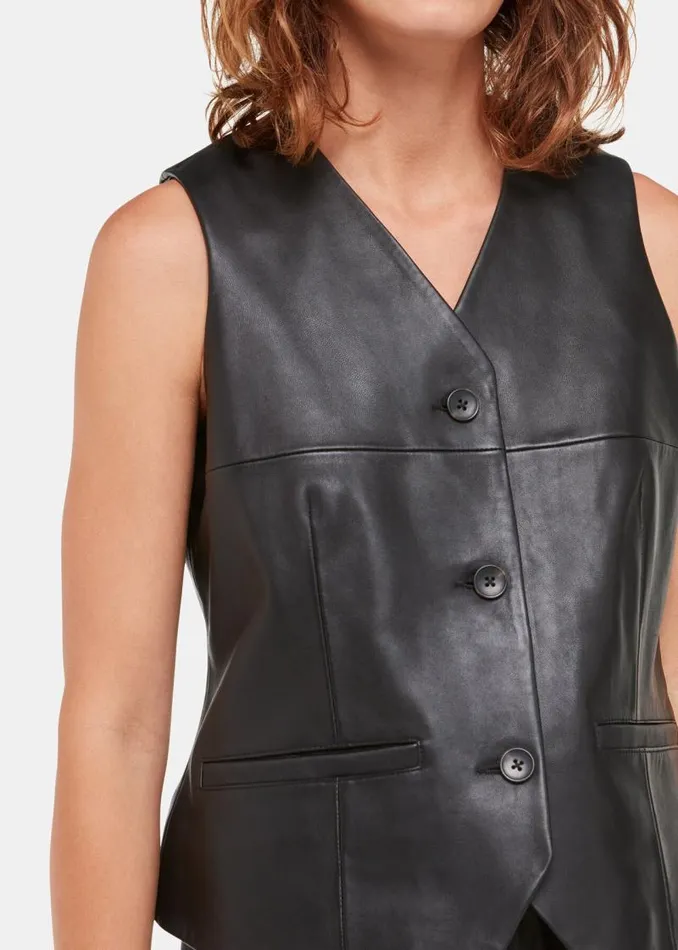 Whistles Tops Black Catrin Leather Waistcoat 8211 Women