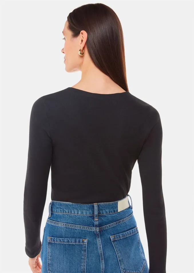 Whistles Tops Black High Neck Long Sleeve Rib Top 8211 Women
