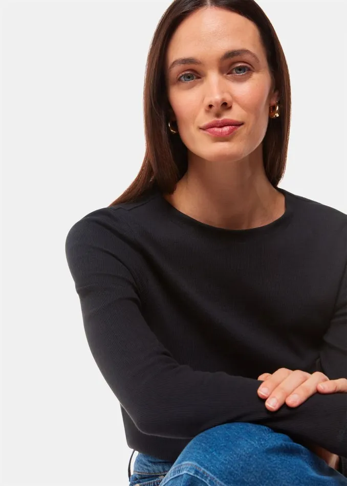 Whistles Tops Black High Neck Long Sleeve Rib Top 8211 Women