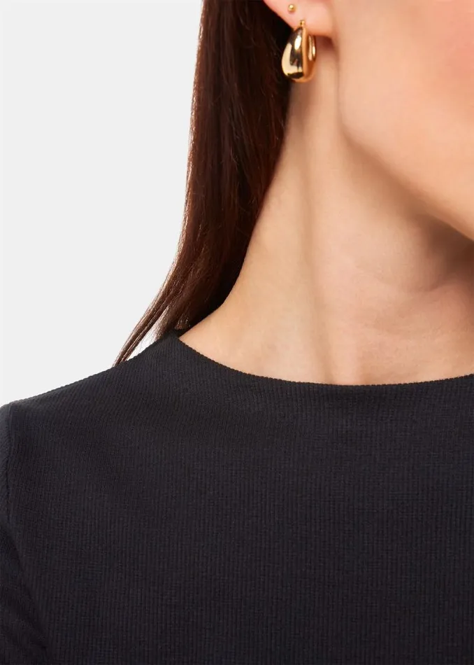 Whistles Tops Black High Neck Long Sleeve Rib Top 8211 Women