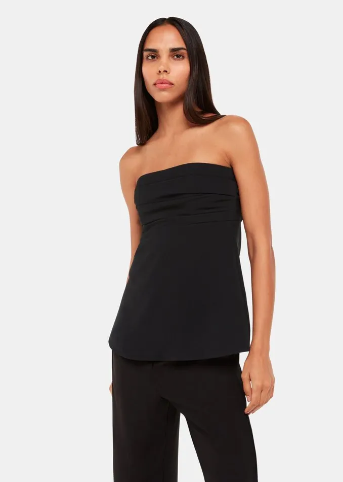 Whistles Tops Black Lula Crepe Bandeau Top 8211 Women