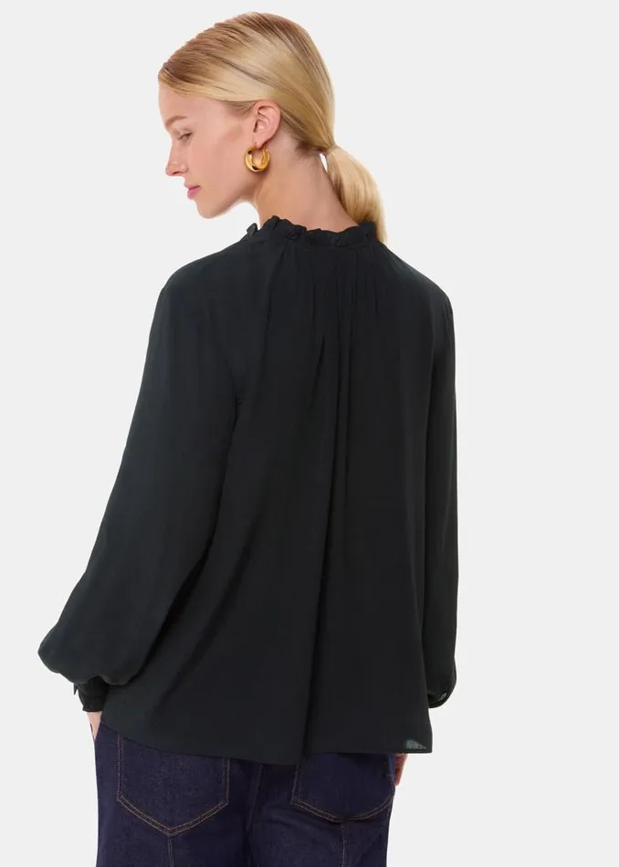 Whistles Tops Black Paige Tie Neck Blouse 8211 Women