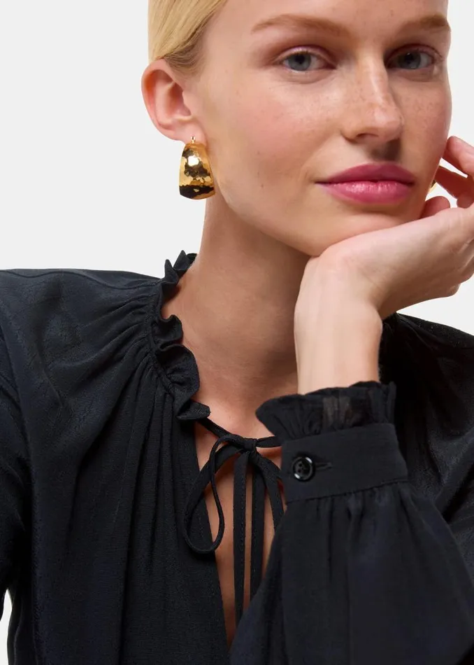 Whistles Tops Black Paige Tie Neck Blouse 8211 Women