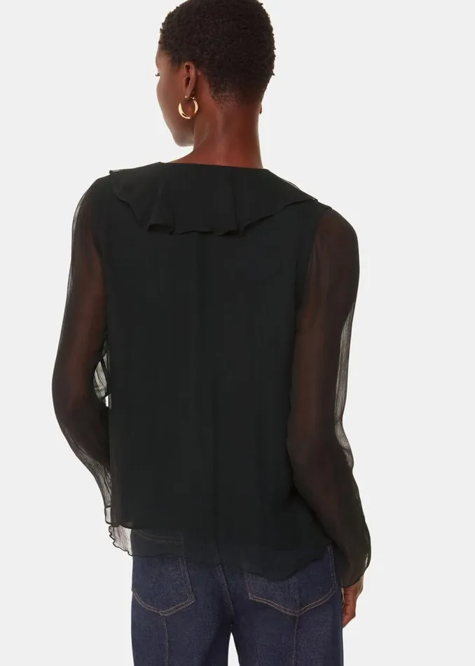 Whistles Tops Black Ruffle Collar Detail Blouse 8211 Women