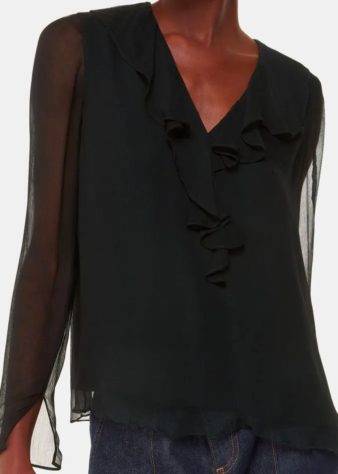 Whistles Tops Black Ruffle Collar Detail Blouse 8211 Women