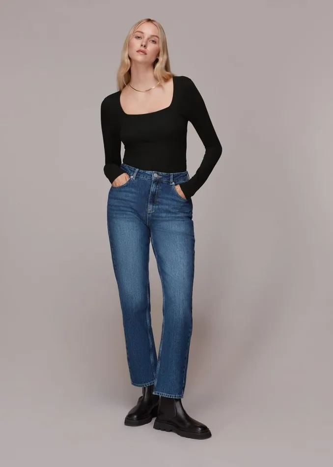 Whistles Tops Black Square Neck Long Sleeve Top 8211 Women
