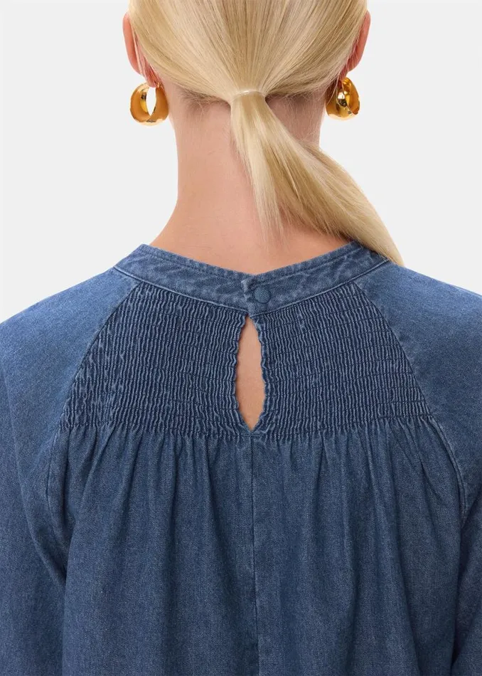 Whistles Tops Denim Smocked Denim Blouse 8211 Women