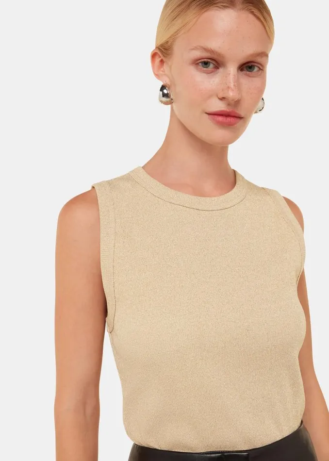 Whistles Tops Gold Luna Sparkle Tank 8211 Women