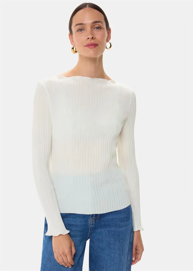 Whistles Tops Ivory Elsa Plisse Top 8211 Women