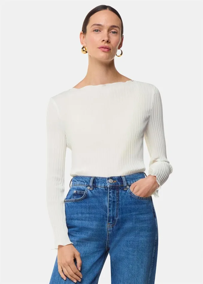 Whistles Tops Ivory Elsa Plisse Top 8211 Women