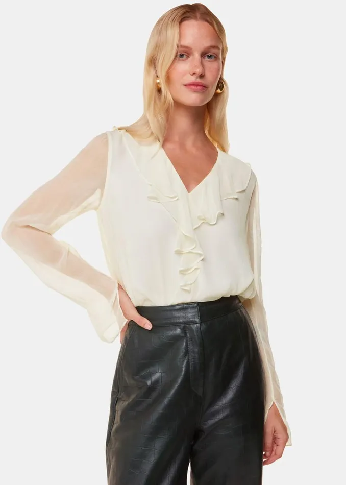 Whistles Tops Ivory Ruffle Collar Detail Blouse 8211 Women