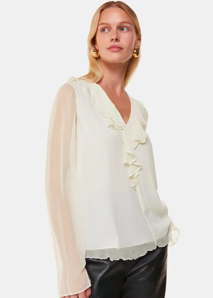 Whistles Tops Ivory Ruffle Collar Detail Blouse 8211 Women
