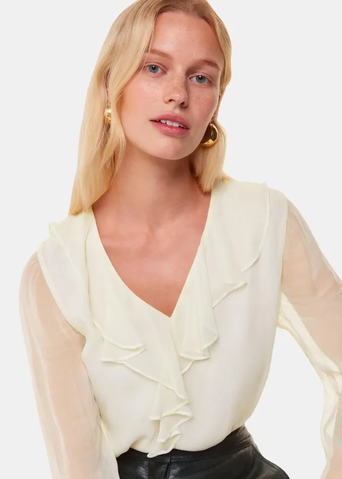 Whistles Tops Ivory Ruffle Collar Detail Blouse 8211 Women