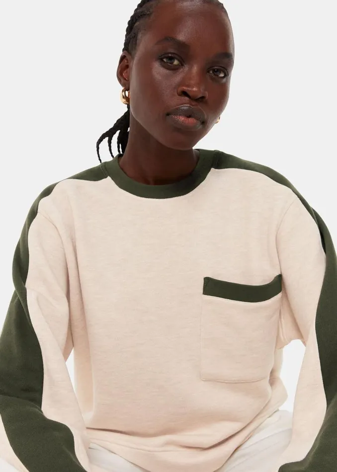 Whistles Tops Khaki Colourblock Sweat 8211 Women