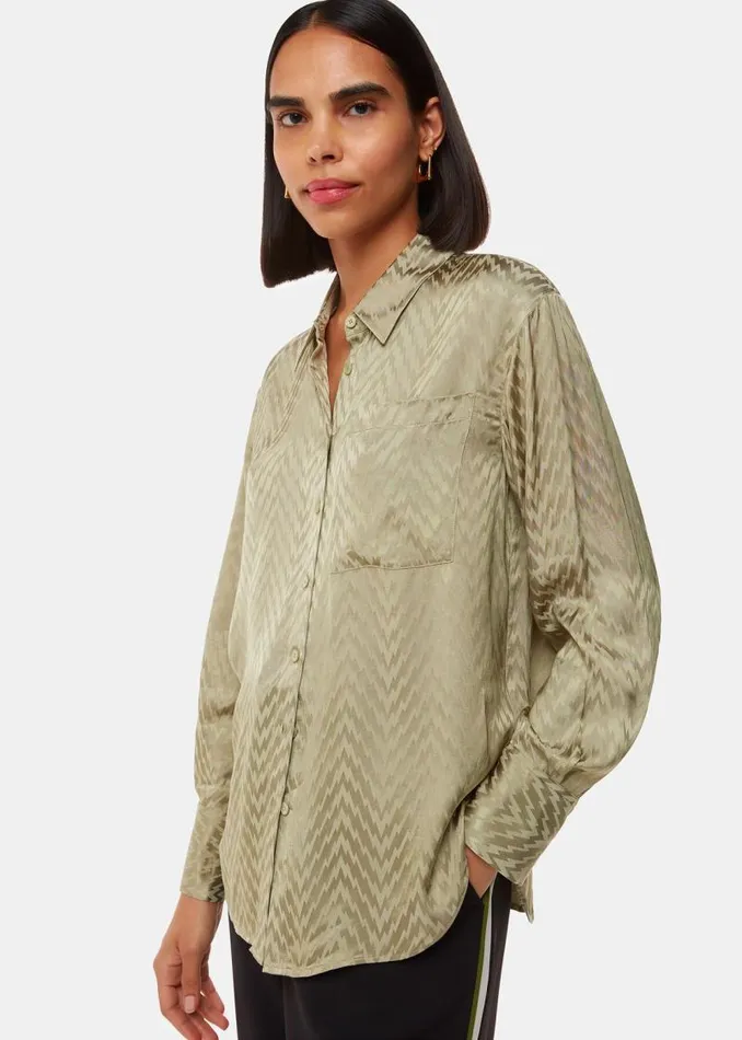 Whistles Tops Khaki Jacquard Zig Zag Print Shirt 8211 Women