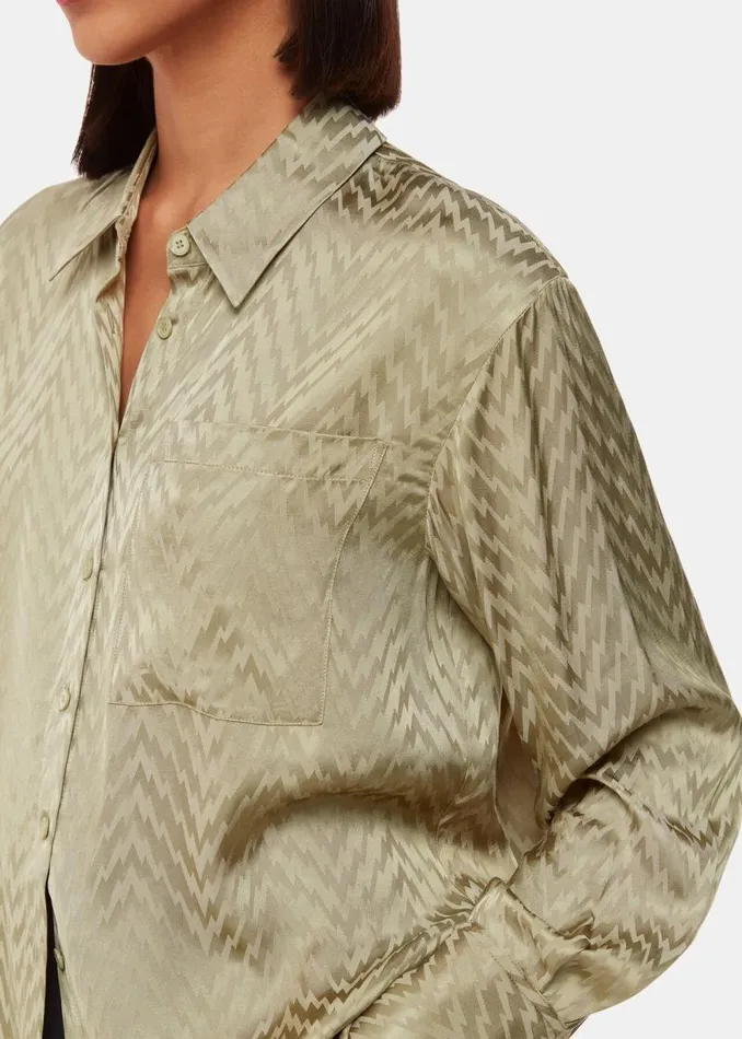 Whistles Tops Khaki Jacquard Zig Zag Print Shirt 8211 Women
