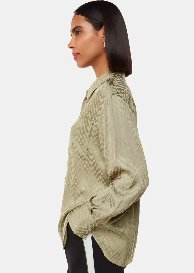 Whistles Tops Khaki Jacquard Zig Zag Print Shirt 8211 Women
