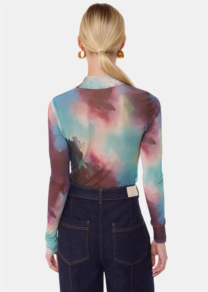 Whistles Tops Multicolour Oil Paint Print Mesh Top 8211 Women
