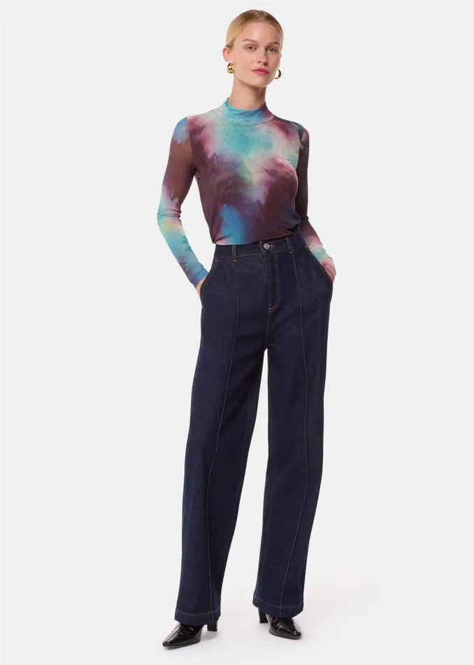 Whistles Tops Multicolour Oil Paint Print Mesh Top 8211 Women