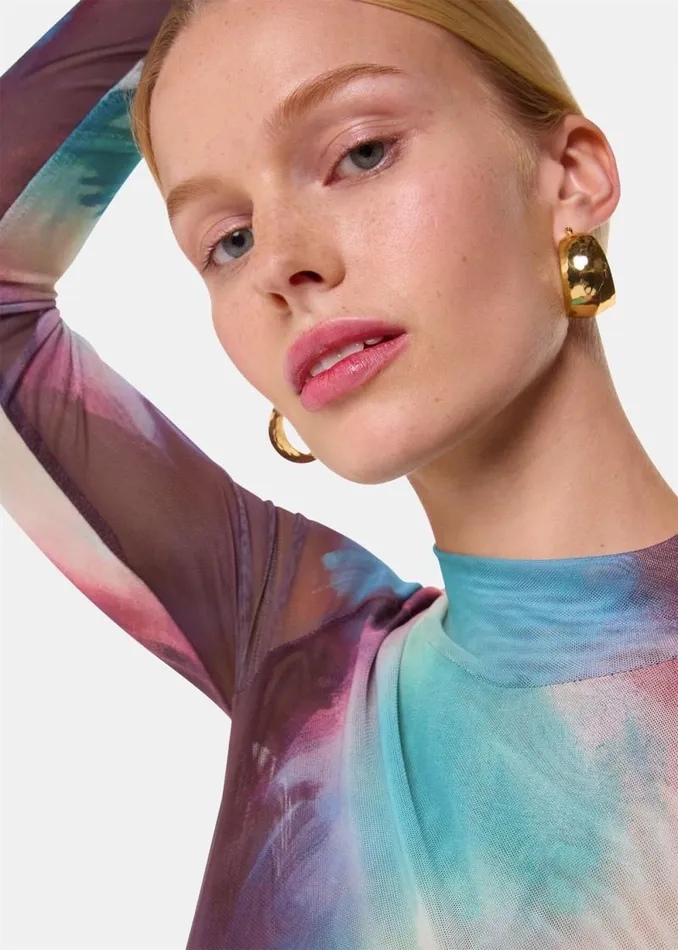Whistles Tops Multicolour Oil Paint Print Mesh Top 8211 Women