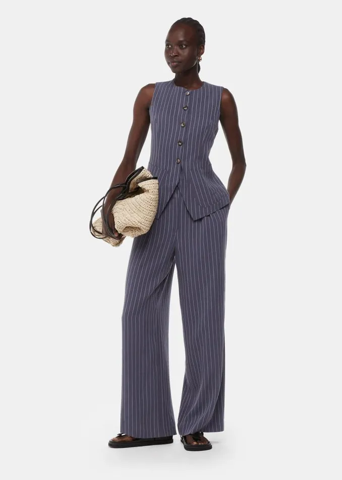 Whistles Tops Navy Lottie Pinstripe Waistcoat 8211 Women