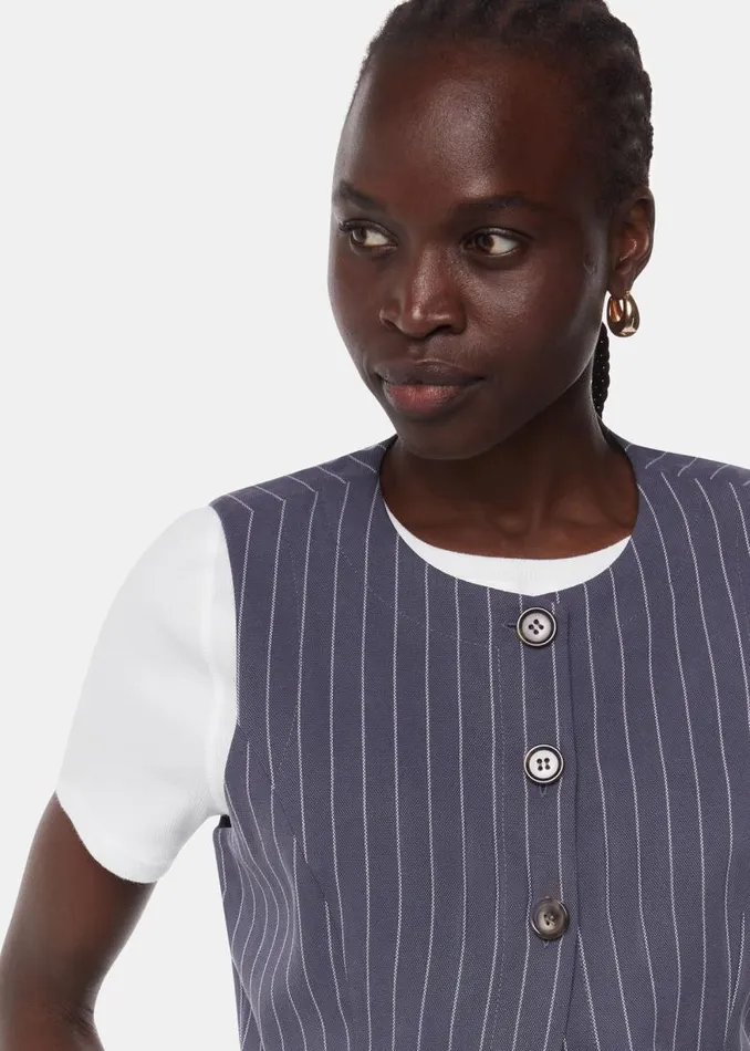 Whistles Tops Navy Lottie Pinstripe Waistcoat 8211 Women
