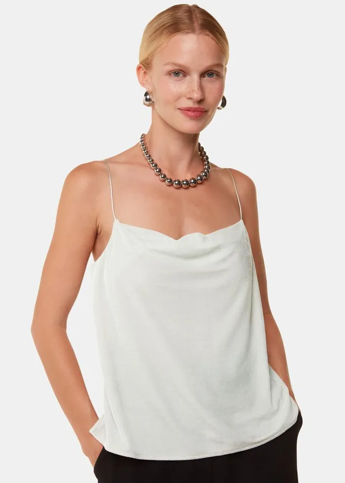 Whistles Tops Silver Velvet Cowl Neck Cami Top 8211 Women