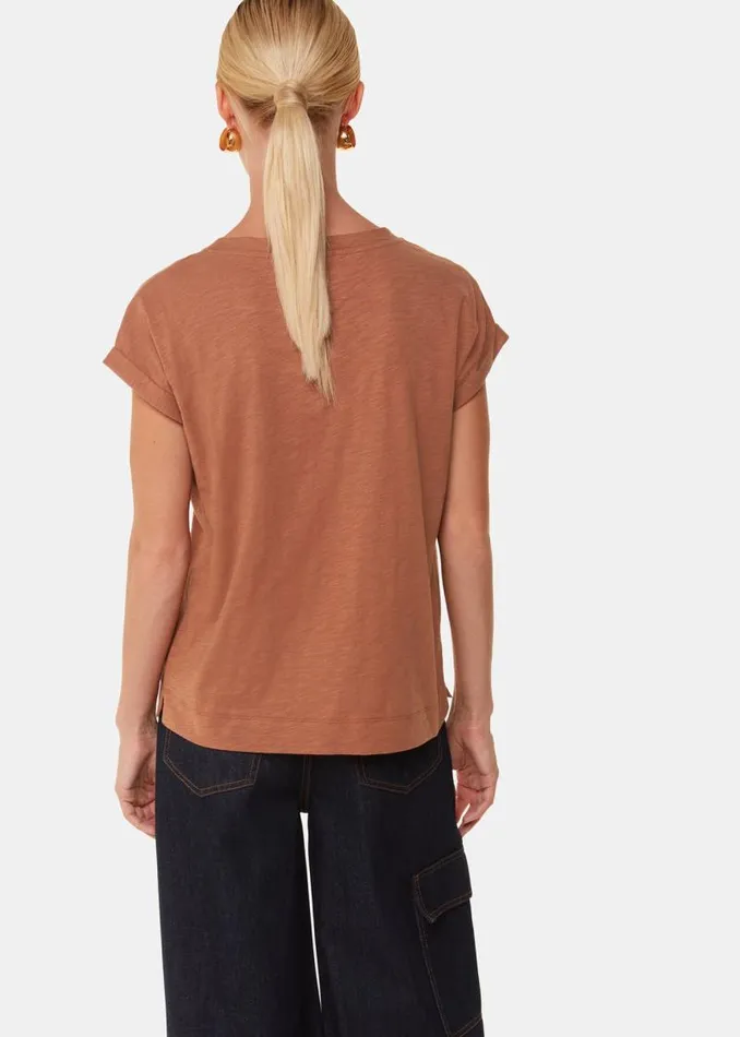 Whistles Tops Tan Willa V Neck Cap Sleeve Tee 8211 Women