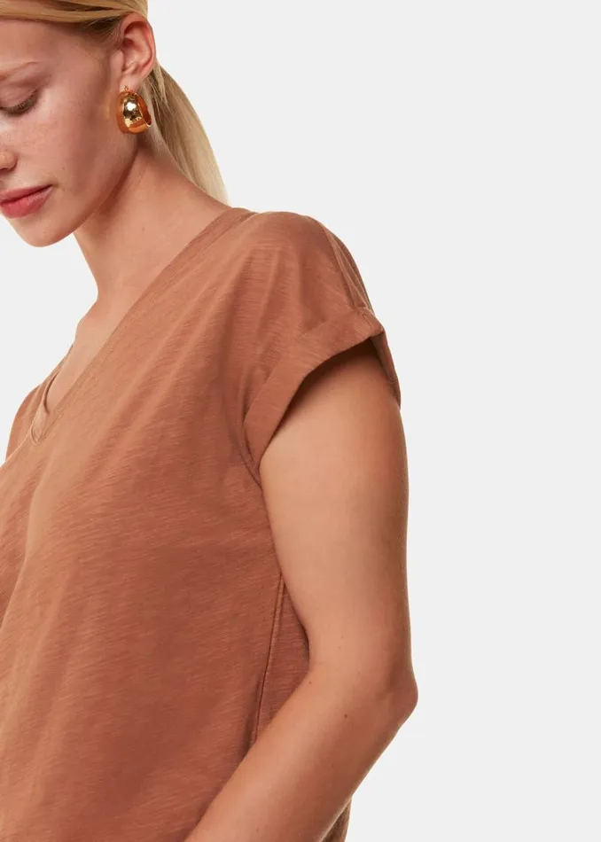 Whistles Tops Tan Willa V Neck Cap Sleeve Tee 8211 Women