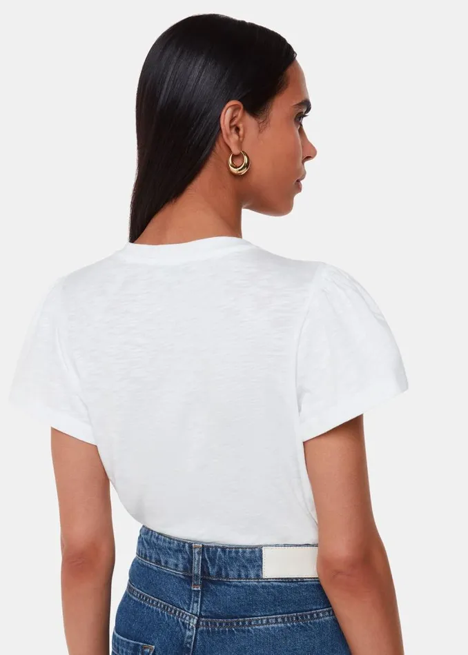 Whistles Tops White Cotton Frill Sleeve T Shirt 8211 Women