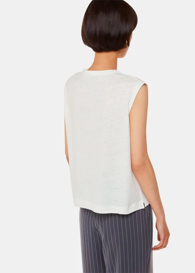 Whistles Tops White Linen Button Front Tank 8211 Women
