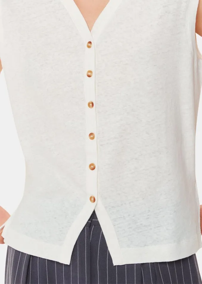 Whistles Tops White Linen Button Front Tank 8211 Women