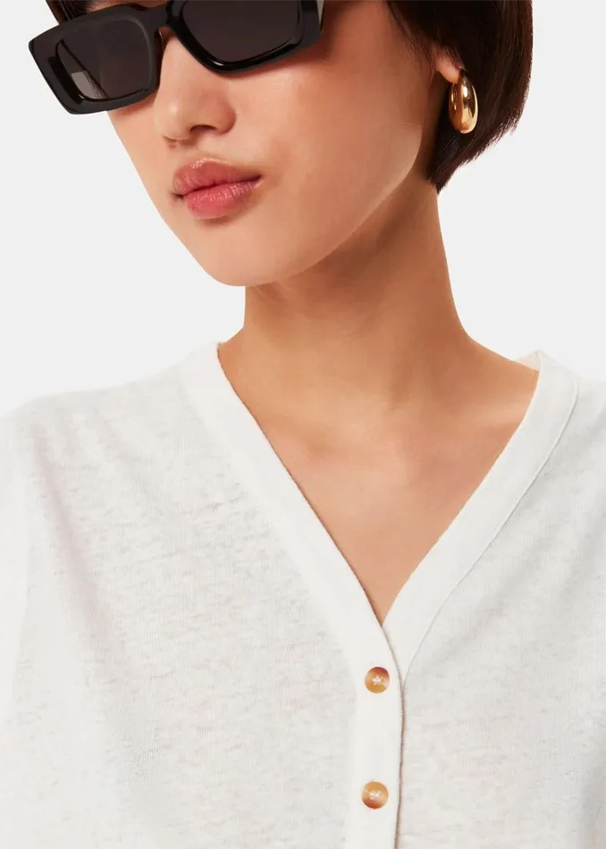 Whistles Tops White Linen Button Front Tank 8211 Women