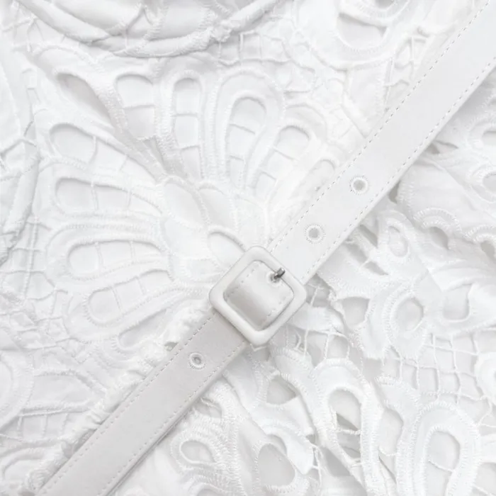 White Cotton Lace Tiered Midi Dress Women Self Portrait Dresses White Cotton Lace Tiered Midi Dress Women Self Portrait Dresses