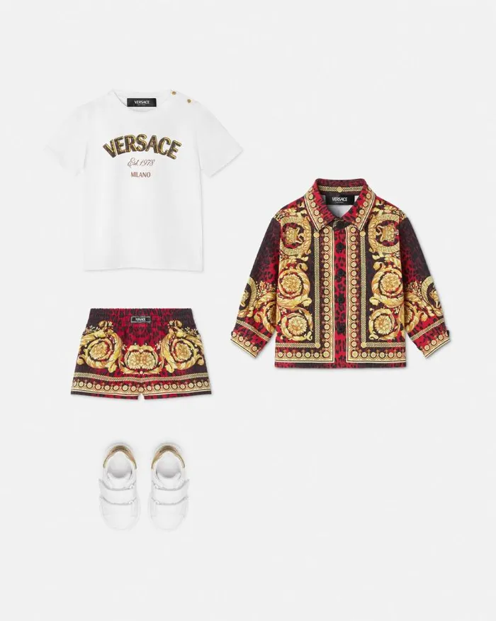 Wild Barocco Gabardine Baby Shorts Printred Children Versace Clothing