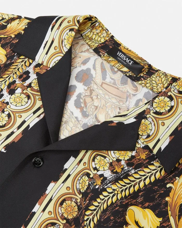 Wild Barocco Illusion Silk Shirt Print Men Versace Shirts