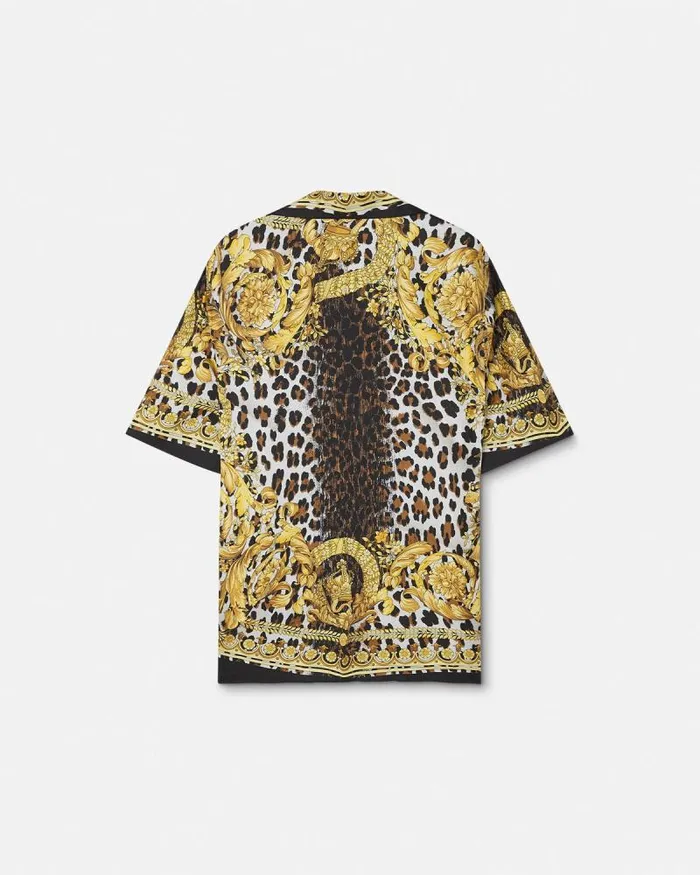 Wild Barocco Illusion Silk Shirt Print Men Versace Shirts