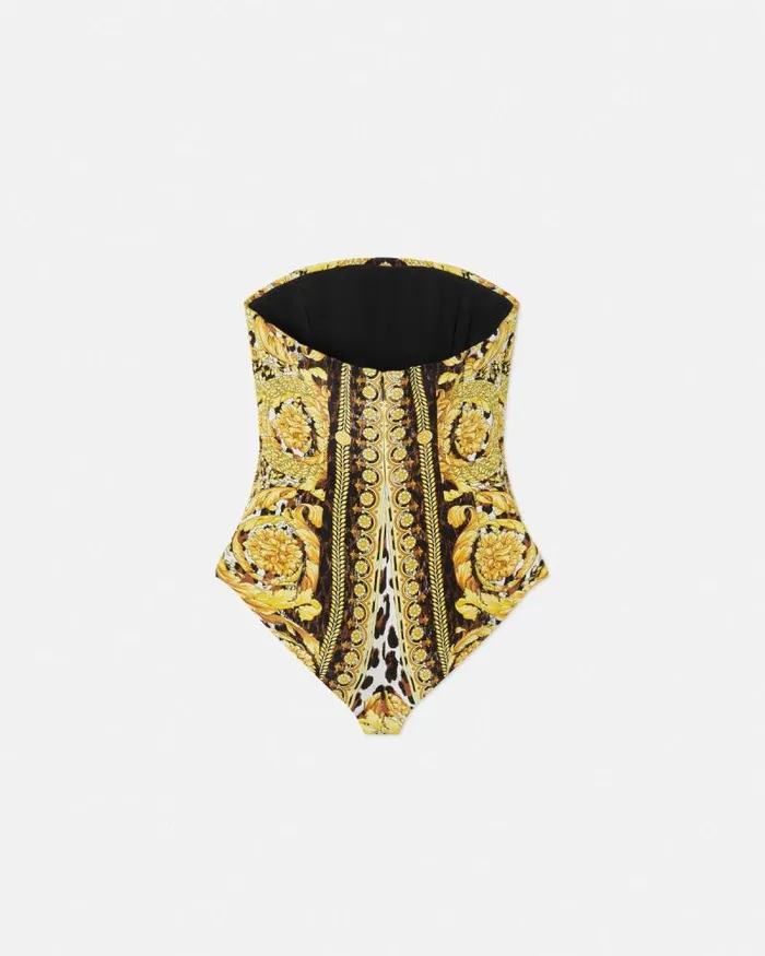 Wild Barocco Silk Cady Corset Bodysuit Print Women Versace Shirts and Tops