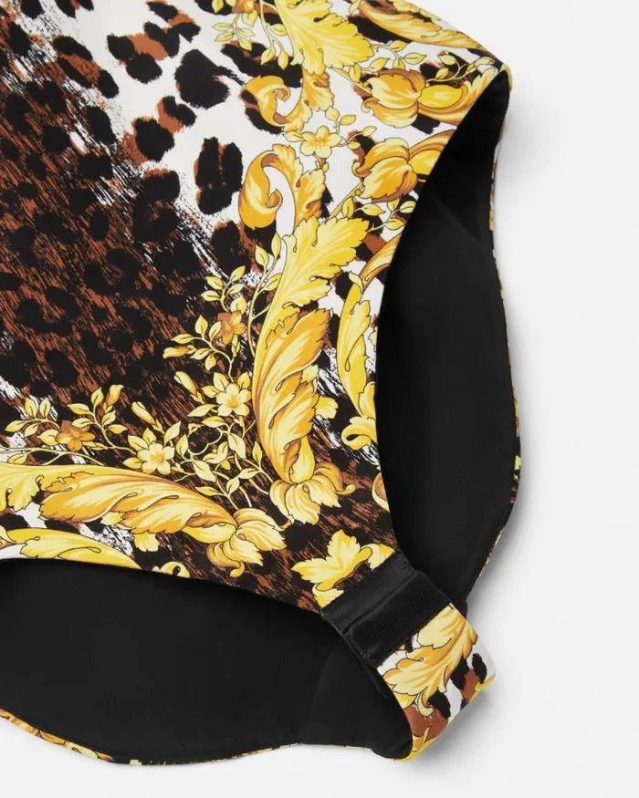Wild Barocco Silk Cady Corset Bodysuit Print Women Versace Shirts and Tops