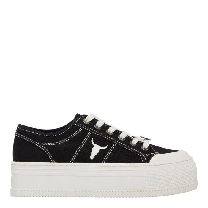 Windsor Smith Platform Sneakers Women DEALBREAKER BLACK CANVAS OFF WHITE SNEAKERS Windsor Smith Platform Sneakers Women DEALBREAKER BLACK CANVAS OFF WHITE SNEAKERS