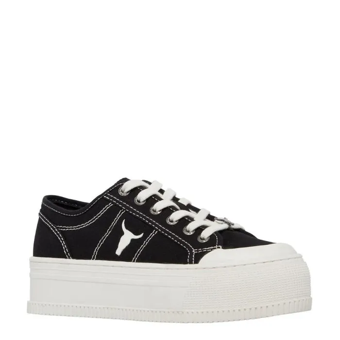 Windsor Smith Platform Sneakers Women DEALBREAKER BLACK CANVAS OFF WHITE SNEAKERS Windsor Smith Platform Sneakers Women DEALBREAKER BLACK CANVAS OFF WHITE SNEAKERS
