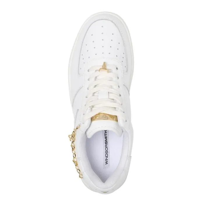 Windsor Smith Platform Sneakers Women ROSES WHITE LEATHER GOLD SNEAKERS