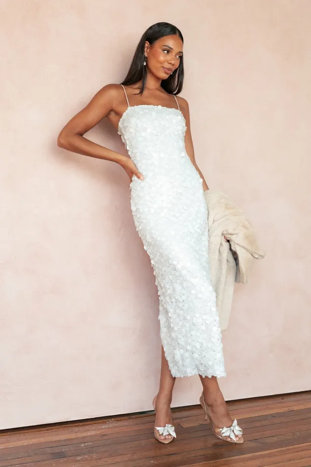 Winter Dresses Women Letta Midi Dress White Petal and Pup