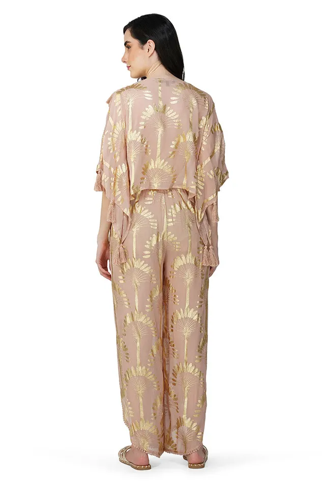 Women America and Beyond Golden Taupe Foil Printed Top Tops