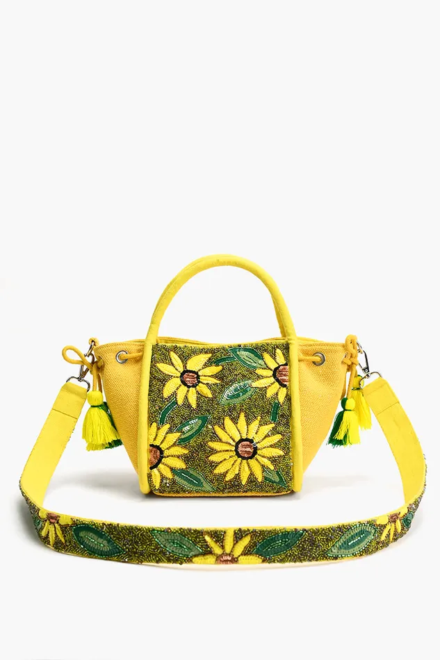 Women America and Beyond Joyful Blooms Sunflower Handheld Bag Totes