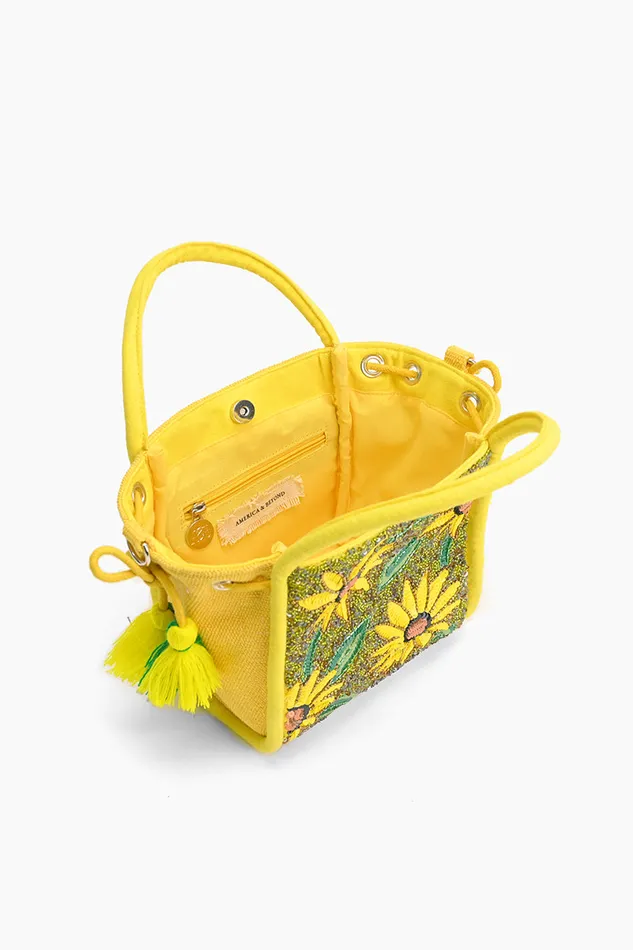 Women America and Beyond Joyful Blooms Sunflower Handheld Bag Totes