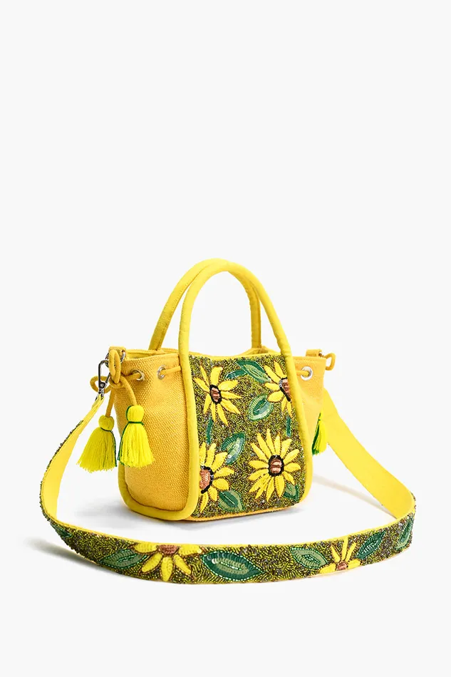 Women America and Beyond Joyful Blooms Sunflower Handheld Bag Totes